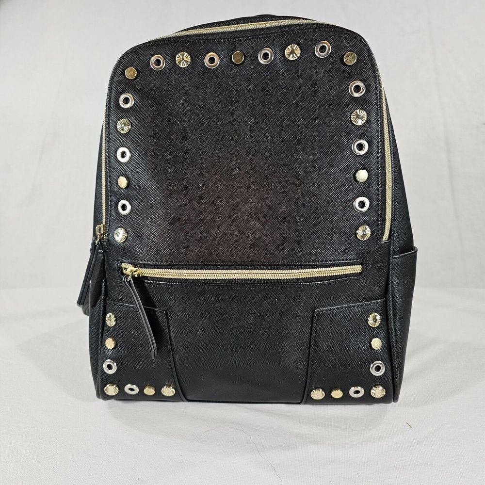 Danielle Nicole Faux Leather Mini Backpack Studded Embellished Lined Black